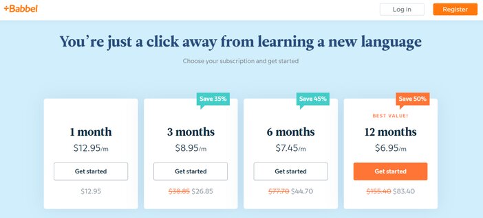 Babbel pricing tosinajy