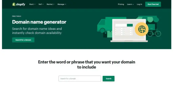 Shopify Domain Name Generator Homepage Tosinajy
