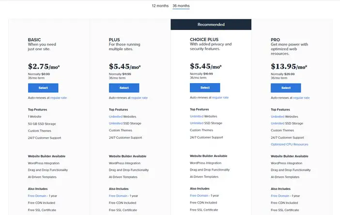 Bluehost Shared Hosting Pricing Tosinajy