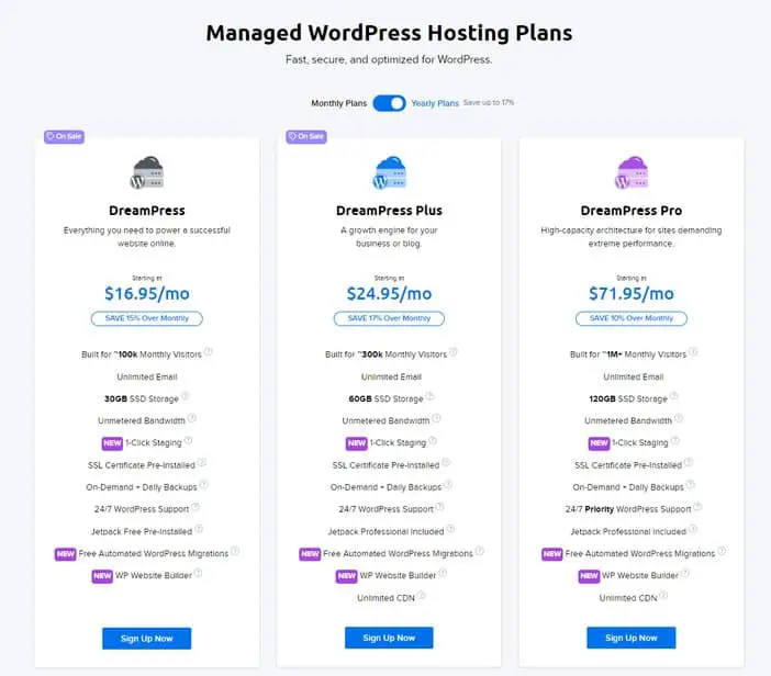 DreamHost Managed WordPress Hosting Pricing Tosinajy