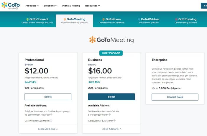 GoToMeeting Pricing Tosinajy