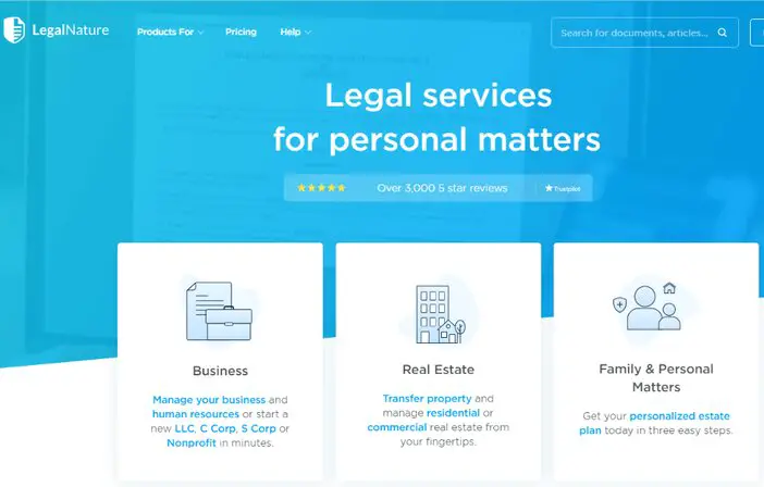 LegalNature homepage tosinajy