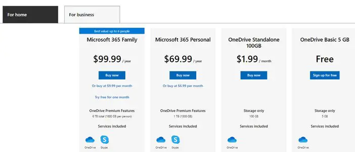 Microsoft OneDrive for home pricing tosinajy
