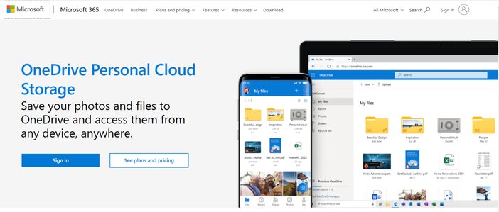 Microsoft OneDrive homepage tosinajy