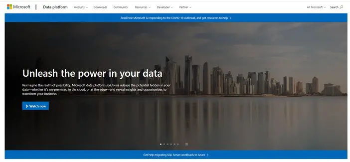 Microsoft SQL Server homepage tosinajy