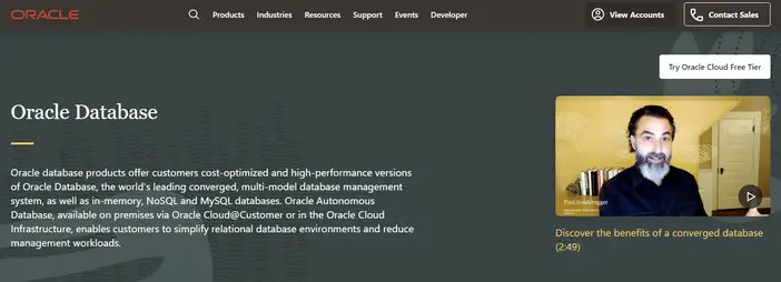 Oracle Database homepage tosinajy
