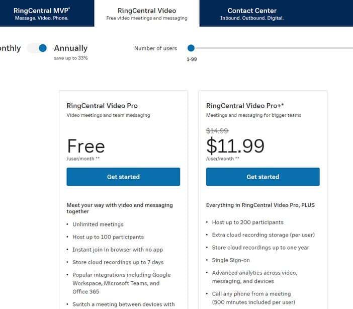 RingCentral Video Pricing Tosinajy