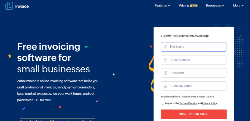 Zoho Invoicing Software