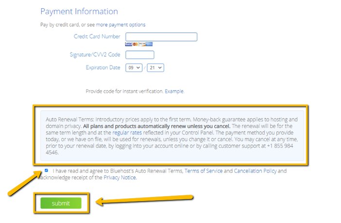 Bluehost Payment Information Details Tosinajy