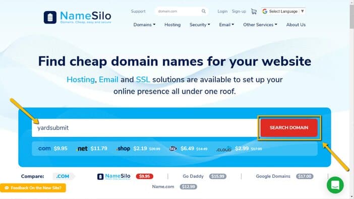 NameSilo Domain Buying Page Tosinajy