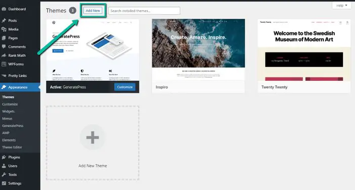 WordPress Installed Themes Page Tosinajy